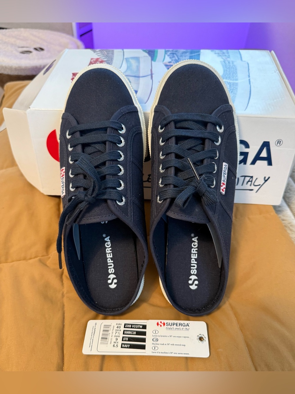 NIB Superga 2288 Sneaker Mule - Navy, Size 9